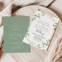 Gold Geometric Eucalyptus Front & Back Wedding