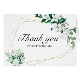 Gold Geometric Floral Greenery Thank You Cards