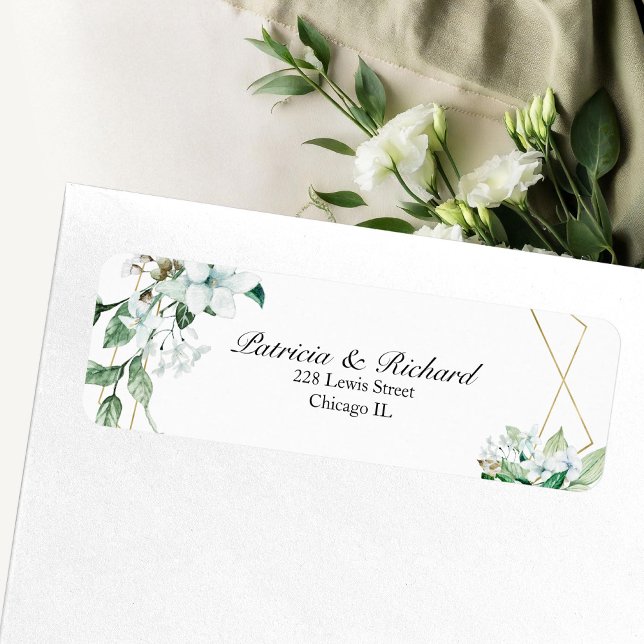 Gold Geometric Floral Greenery Wedding Label (Creator Uploaded)