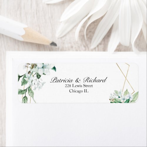 Gold Geometric Floral Greenery Wedding Label
