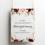 Gold Geometric Floral Rehearsal dinner Welcome Poster<br><div class="desc">This gold geometric floral rehearsal dinner welcome poster is perfect for a modern rehearsal dinner. The design features elegant green, blush, purple, red and burgundy hand-drawn flower bouquets, adorning gold geometric frames, inspiring class and beauty.</div>