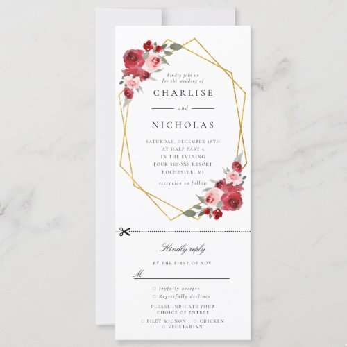 gold geometric floral wedding invitation w rsvp