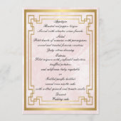 Gold Geometric Frame Pink Marble Wedding Menu Card (Back)