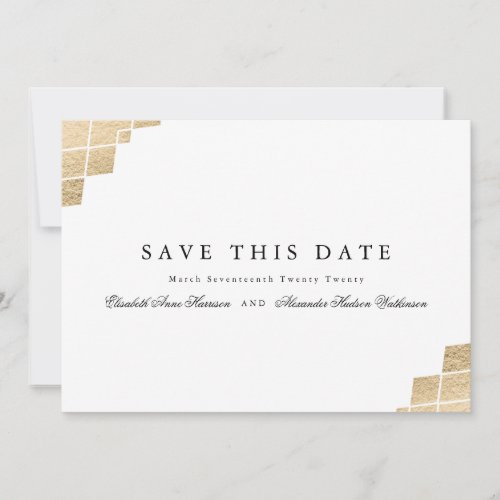 Gold Geometric Gatsby Calligraphy Photo Save The Date