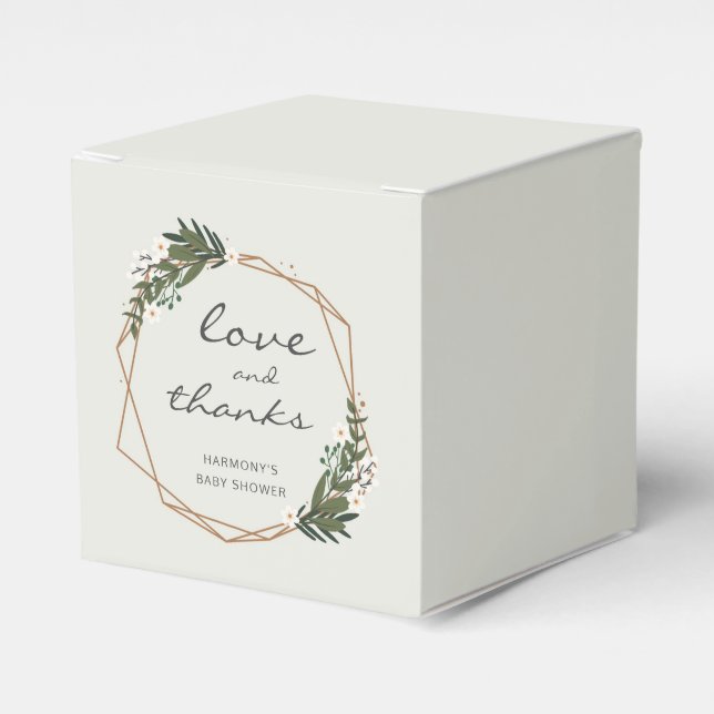 Gold Geometric Gender Neutral Baby Shower Favor Boxes (Front Side)