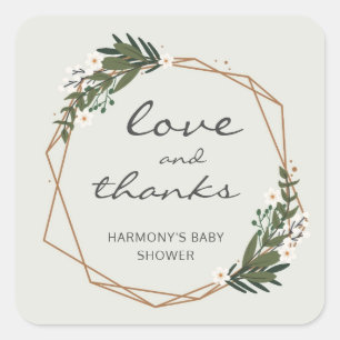 Gold Geometric Gender Neutral Baby Shower Square Sticker