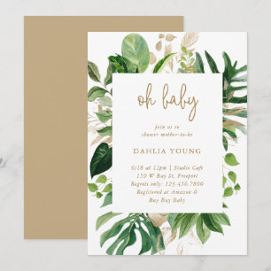 Gold Geometric Gender Neutral Tropical Baby Shower Invitation