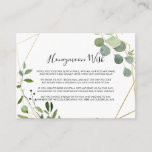 Gold Geometric Green Eucalyptus Honeymoon Wish  Enclosure Card<br><div class="desc">This gold geometric green eucalyptus honeymoon wish enclosure card is perfect for a simple wedding. The design features a beautiful gold geometric frame adorning elegant watercolor green eucalyptus leaves.</div>