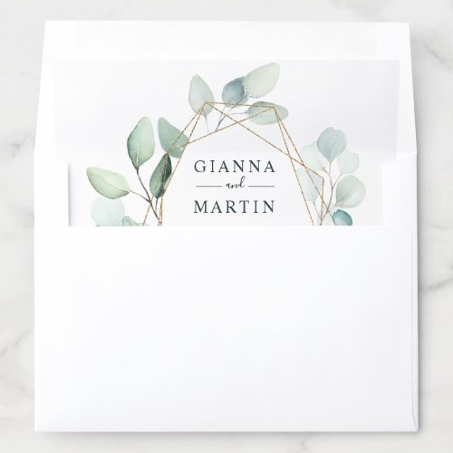 Gold Geometric Greenery Foliage Wedding Envelope Liner