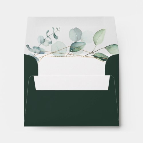 Gold Geometric Greenery Pre_Printed Address RSVP Envelope