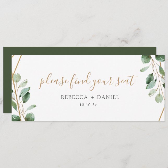 Gold Geometric Greenery Table Seating Header Card (Front/Back)
