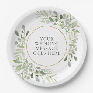 Gold Geometric Greenery Wedding Paper Plates