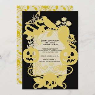 Gold Geometric Halloween Birthday Funny Costume Holiday Card