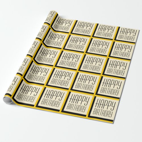 Gold Geometric Happy Birthday Wrapping Paper