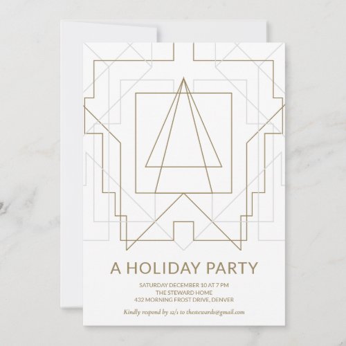 Gold Geometric Holiday Party Invitation