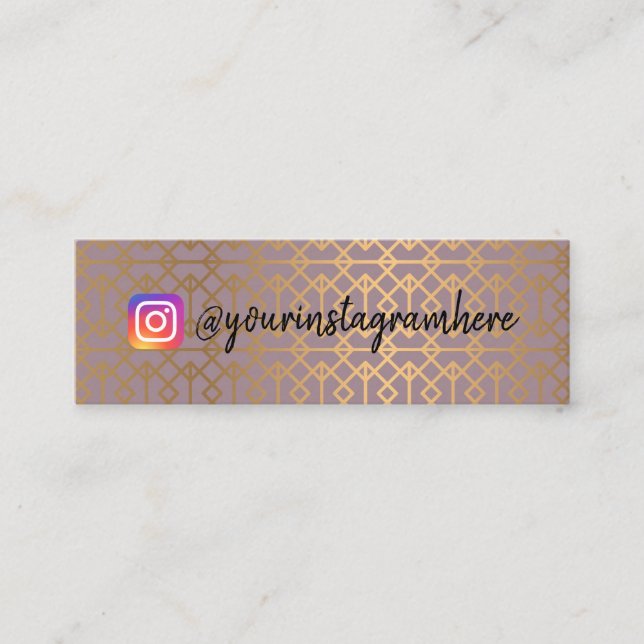 Gold Geometric Instagram Social Media Mini Business Card (Front)