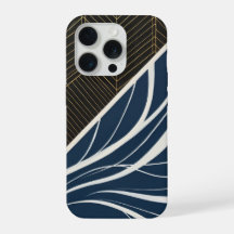 Gold Geometric Lines Navy Wave Pattern Modern