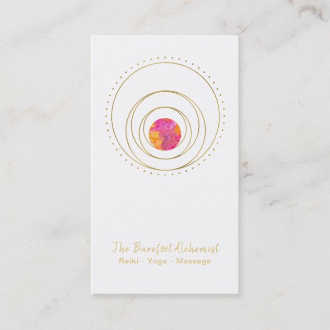 *~*  Gold Geometric Lunar Sacred Geometry Boho Business Card (Front)