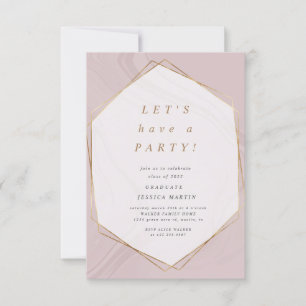 gold geometric marble photo graduation party invit invitation