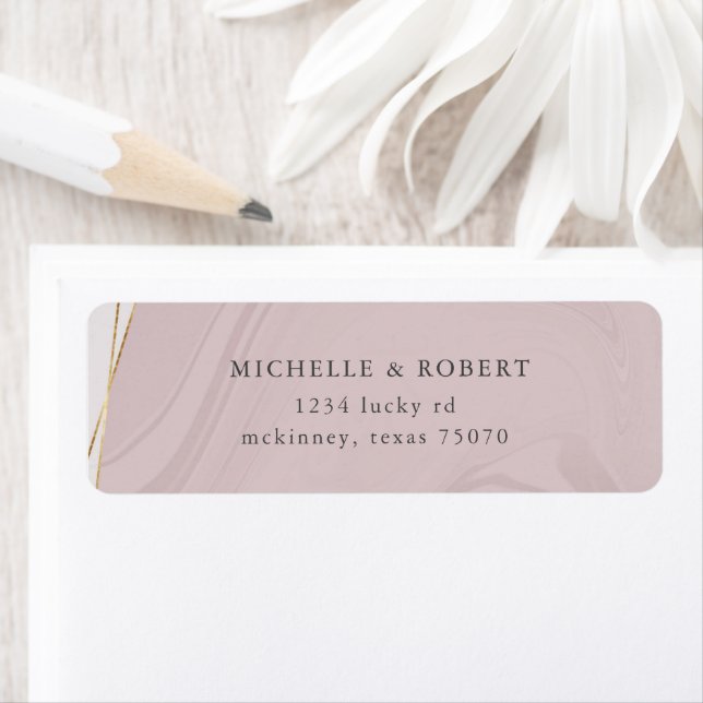 gold geometric marble Return Address Label (Insitu)