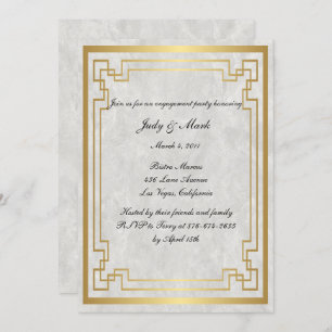 Gold Geometric Marble Wedding Engagement Party Invitation