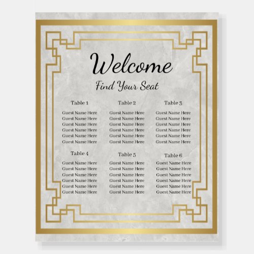 Gold Geometric Marble Wedding Seating Chart Foam Board