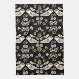Gold Geometric Modern Abstract Bird Art Kitchen Towel