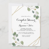 Gold Geometric Modern Calligraphy Couples Shower Invitation (Front)