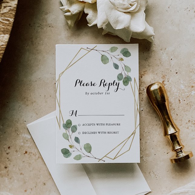 Gold Geometric Modern Calligraphy RSVP Card (Creator Uploaded)