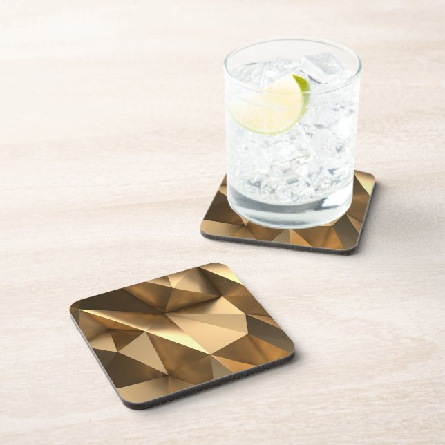 Gold Geometric Modern Glam Minimal Chic Beverage Coaster (Right Side)