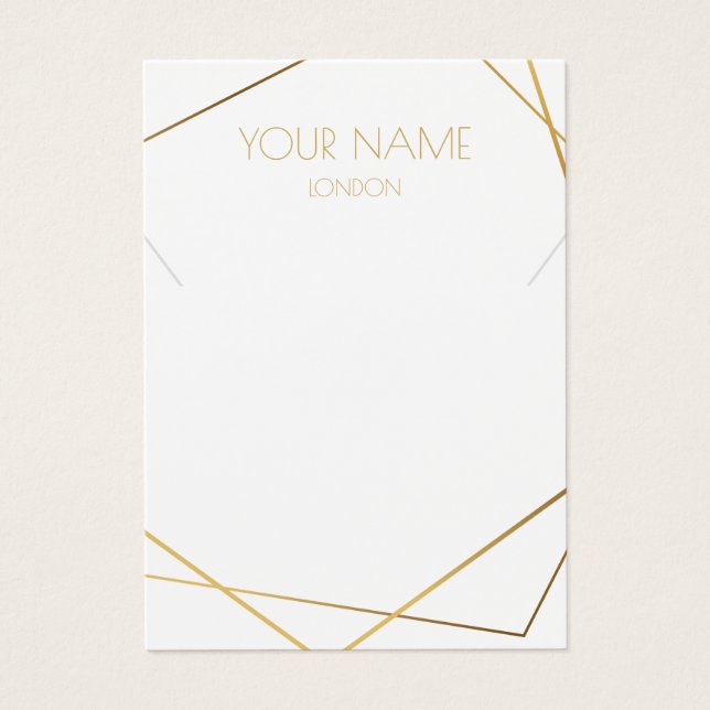 Gold geometric necklace or bracelet display card (Front)