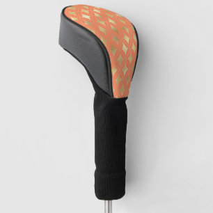 Gold Geometric Pattern Custom Peach Background Golf Head Cover