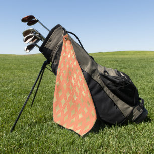 Gold Geometric Pattern Custom Peach Background Golf Towel