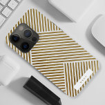 Gold Geometric Pattern Elegant Sophisticated Luxe iPhone 15 Pro Case<br><div class="desc">A luxe gold design with an elegant serif style typography font with your custom name over a gold geometric pattern with soft dove gray background. The perfect gift or accessory for any occasion!</div>