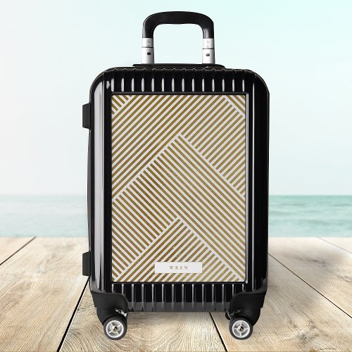 Gold Geometric Pattern Elegant Sophisticated Luxe Luggage