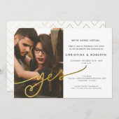 Gold Geometric Photo Virtual Wedding Invitation (Front/Back)