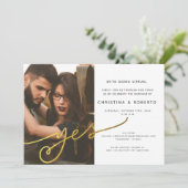 Gold Geometric Photo Virtual Wedding Invitation (Standing Front)