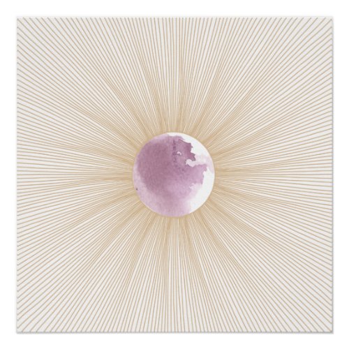 Gold Geometric Purple Moon Cycle Glossy Poster