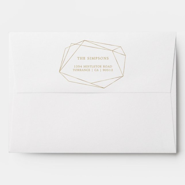 Gold Geometric Return Address 5x7 Envelopes (Back (Top Flap))