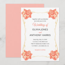 Gold Geometric Rustic Pastel Rose Floral Wedding 