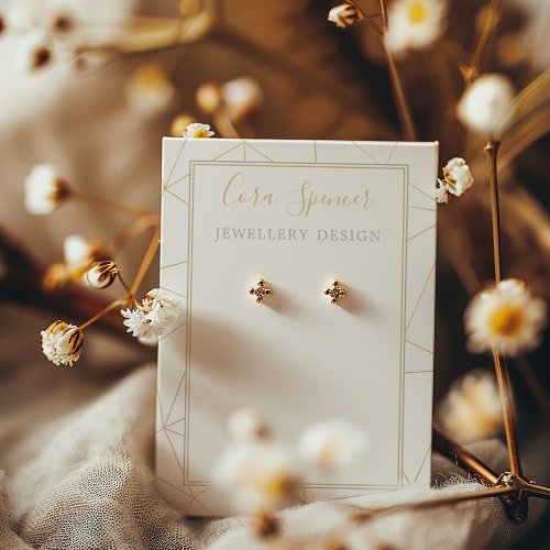 Gold geometric social media earring display card