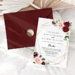 Gold Geometric  Spring Floral Spanish Wedding Invitation<br><div class="desc">This gold geometric spring floral Spanish wedding invitation is perfect for a modern wedding. The hand-painted design features green leaves,  dazzling pink,  blush,  purple,  red,  white and burgundy dazzling roses,  peonies neatly arranged in small cute bouquets,  adorning a gold geometric frame.</div>