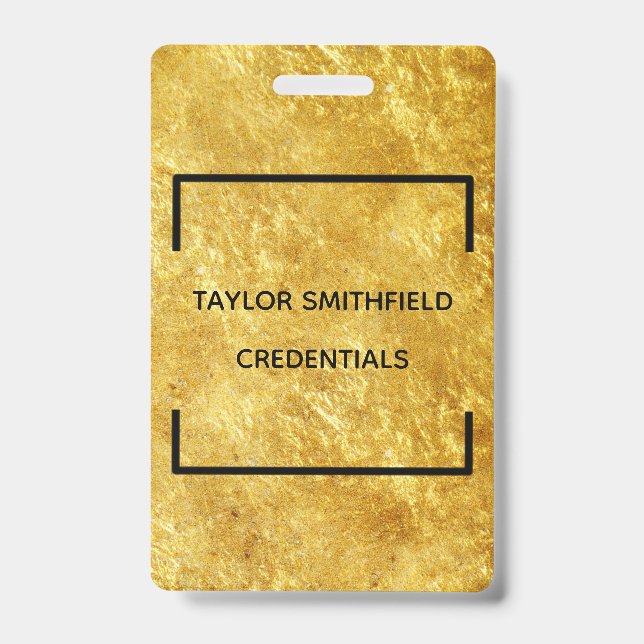 gold geometric square modern trendy badge lanyard (Front)