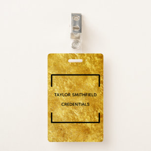 gold geometric square modern trendy badge lanyard