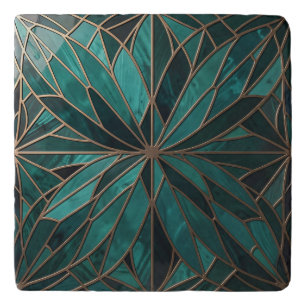 Gold Geometric Starburst Pattern Art Deco Luxury Trivet