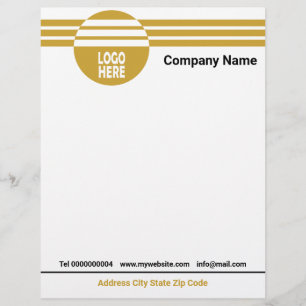 Gold geometric stripes with logo and QR code Letterhead