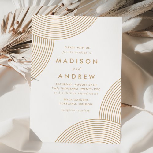 Gold Geometric Swirl Wedding Invitation