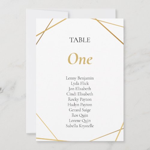 Gold geometric Table Number Seating Chart