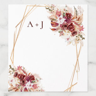 Gold Geometric Terracotta & Burgundy Floral Envelope Liner