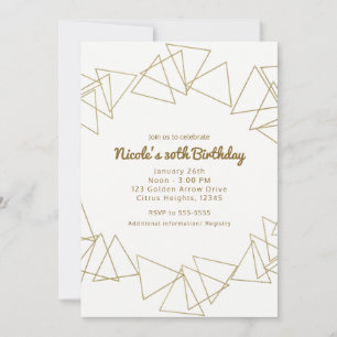 Gold Geometric Triangles Modern Birthday Party Invitation